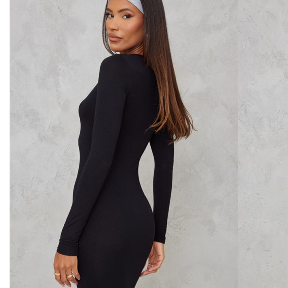 NWT Pretty little thing basic black ribbed long sleeve dress 6 - Picture 4 of 11
